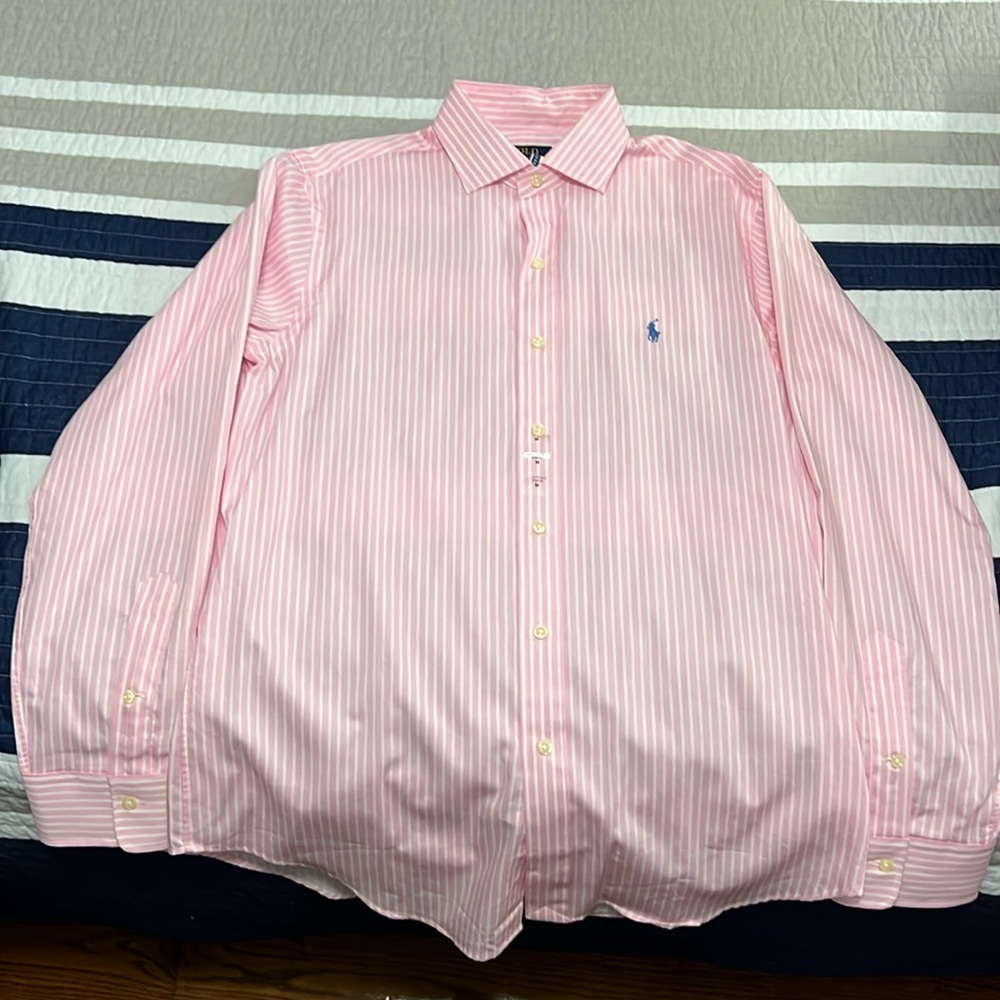 Polo Ralph Lauren - Pink, striped dress shirt - new with tags